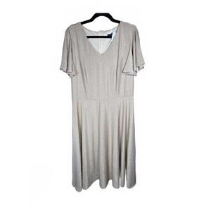 Elegant Champagne Glitter Dress with Bell Sleeves 3XL